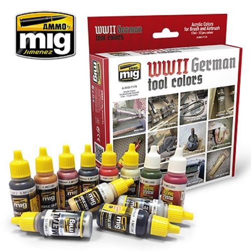 Ammo Mig A.MIG7179 WWII German Tool Colours Acrylic Paint Set